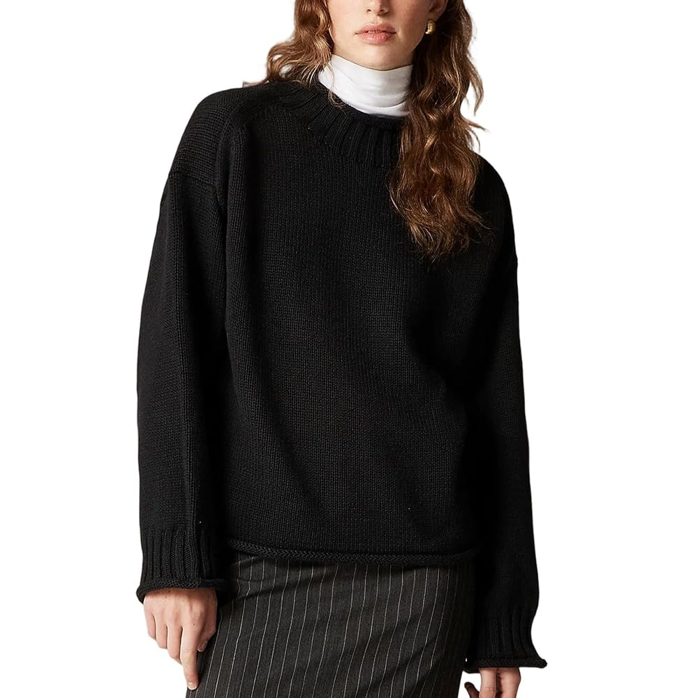 Women's Oversized Roll Neck Sweater Long Sleeve Chunky Knit Pullover Cozy Fall Winter Tops Casual... | Amazon (US)