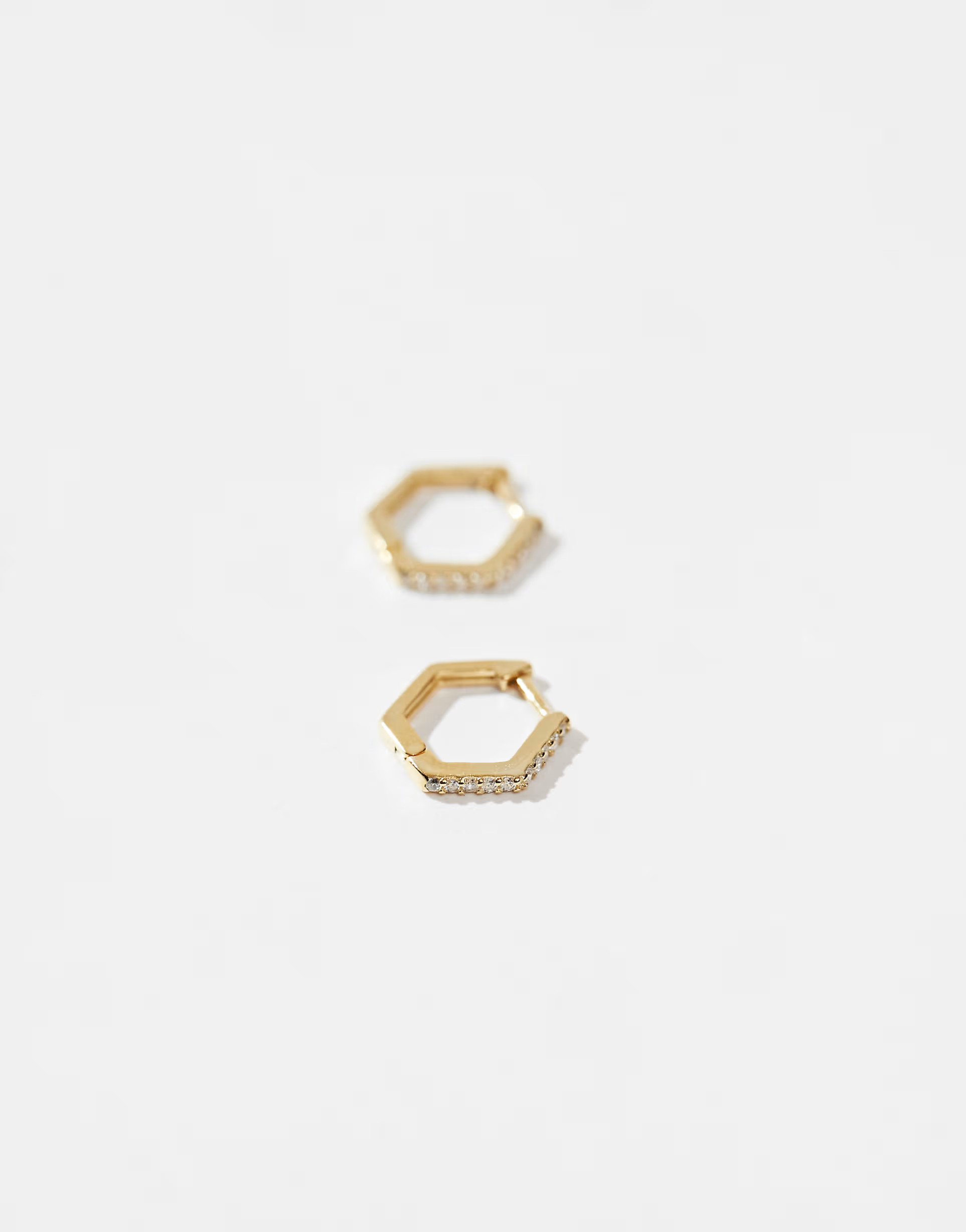 Kingsley Ryan tiny hexagon 8mm crystal hoop earrings in gold plated | ASOS (Global)