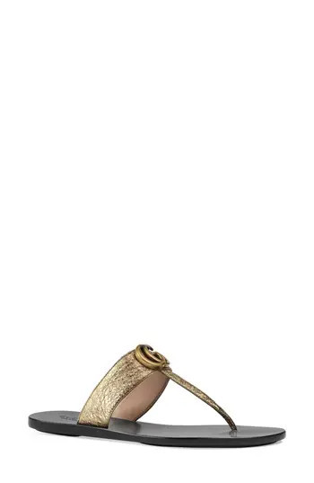 Women's Gucci Marmont T-Strap Sandal, Size 4US / 34EU - Metallic | Nordstrom