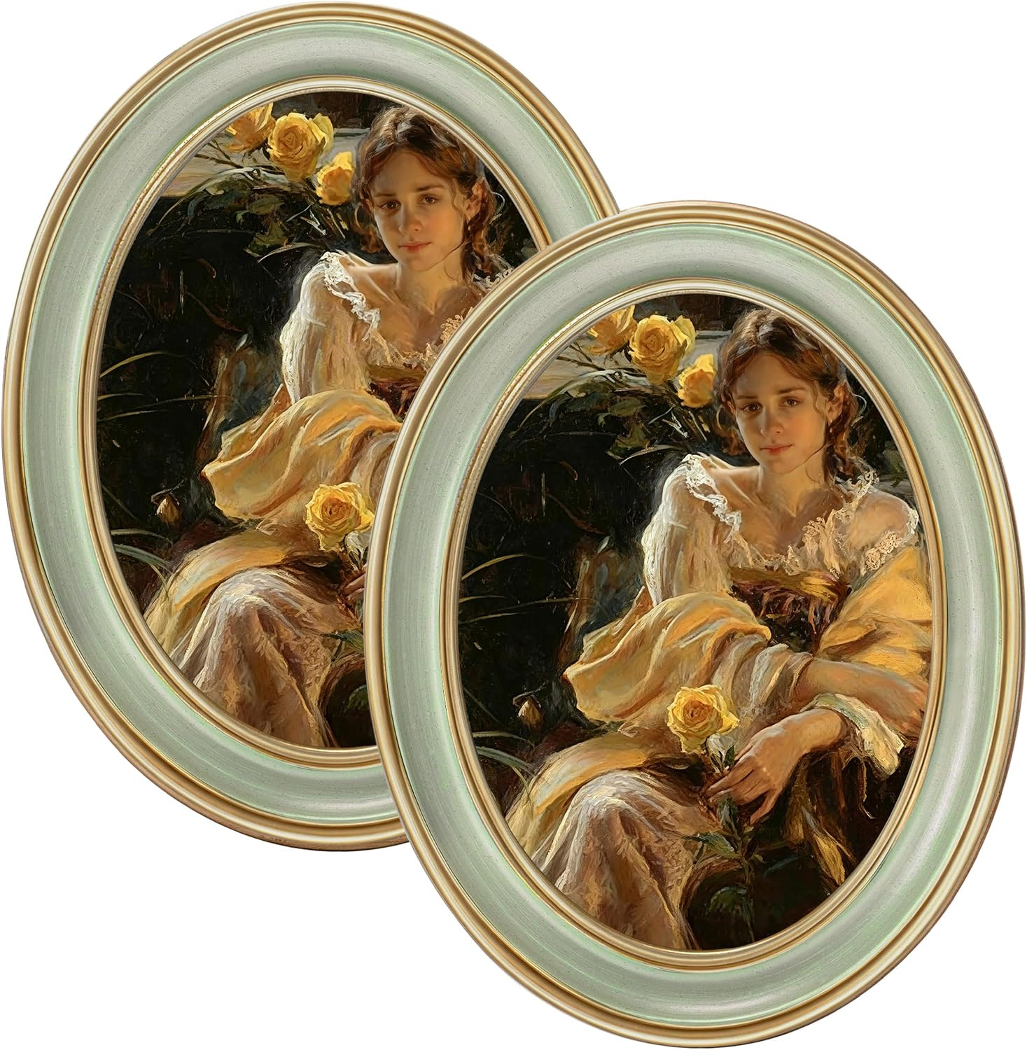 eletecpro 5x7 Oval Picture Frame with Real Glass Cover, Green, 2-Pack | Amazon (US)