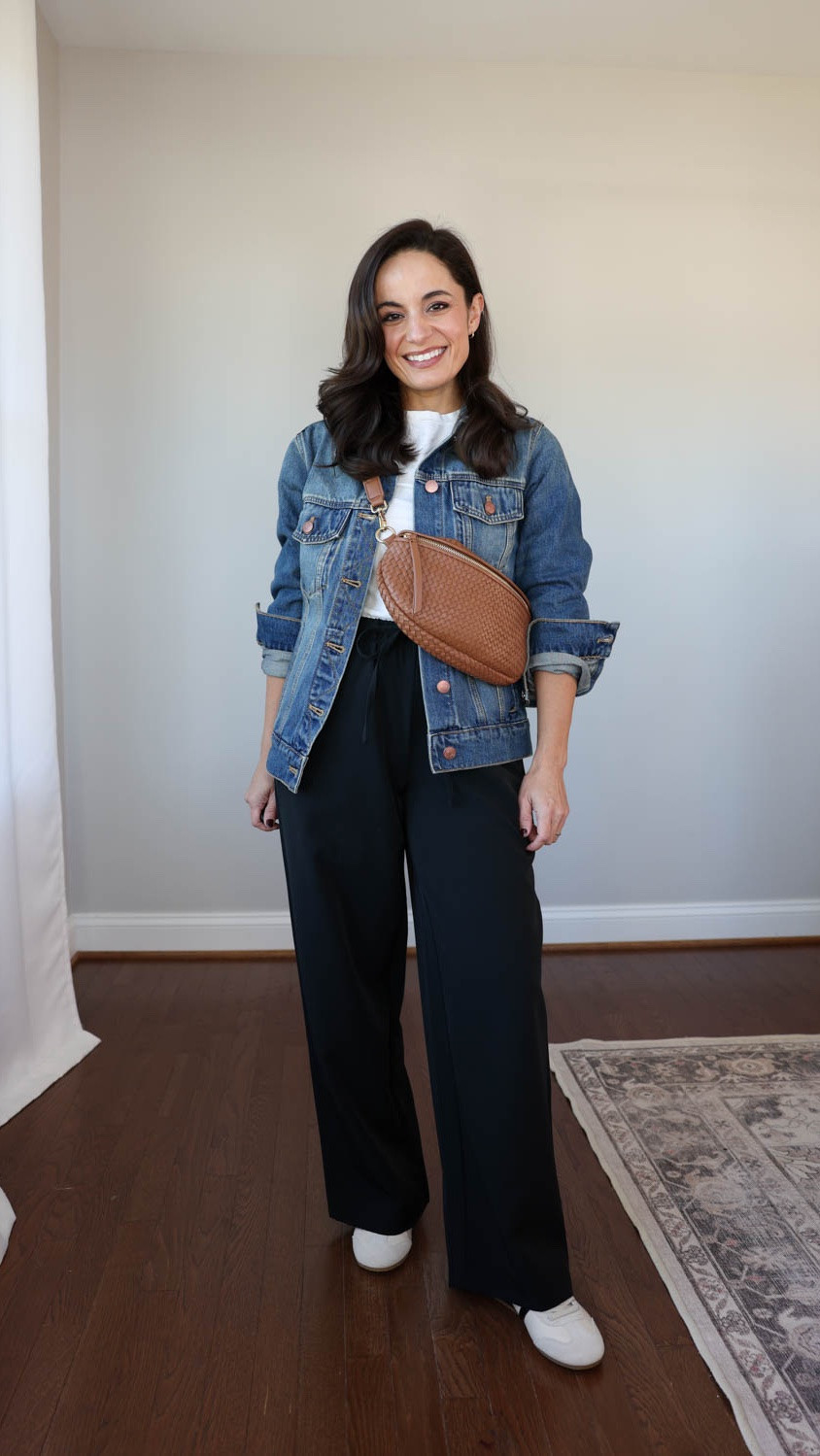 @Quince just released a new pair of crepe pants and they have an excellent petite fit! #quincepartner 

They have a 28” inseam, and a comfortable stretch drawstring waist. They come in a few different neutral colors so are easy to dress up and down. 

Stretch Crepe Drawstring Wide Leg: xs 
Draped Matte Cowl Neck Tank: xs 
Merino Wool Raglan Crewneck Cardigan: xs 
Comfort Stretch Trench Coat: xs in Dark Khaki 
Denim Jacket: xs 
Cotton Jersey Long Sleeve: xs 
Italian Leather Sneakers: size up ½ size
