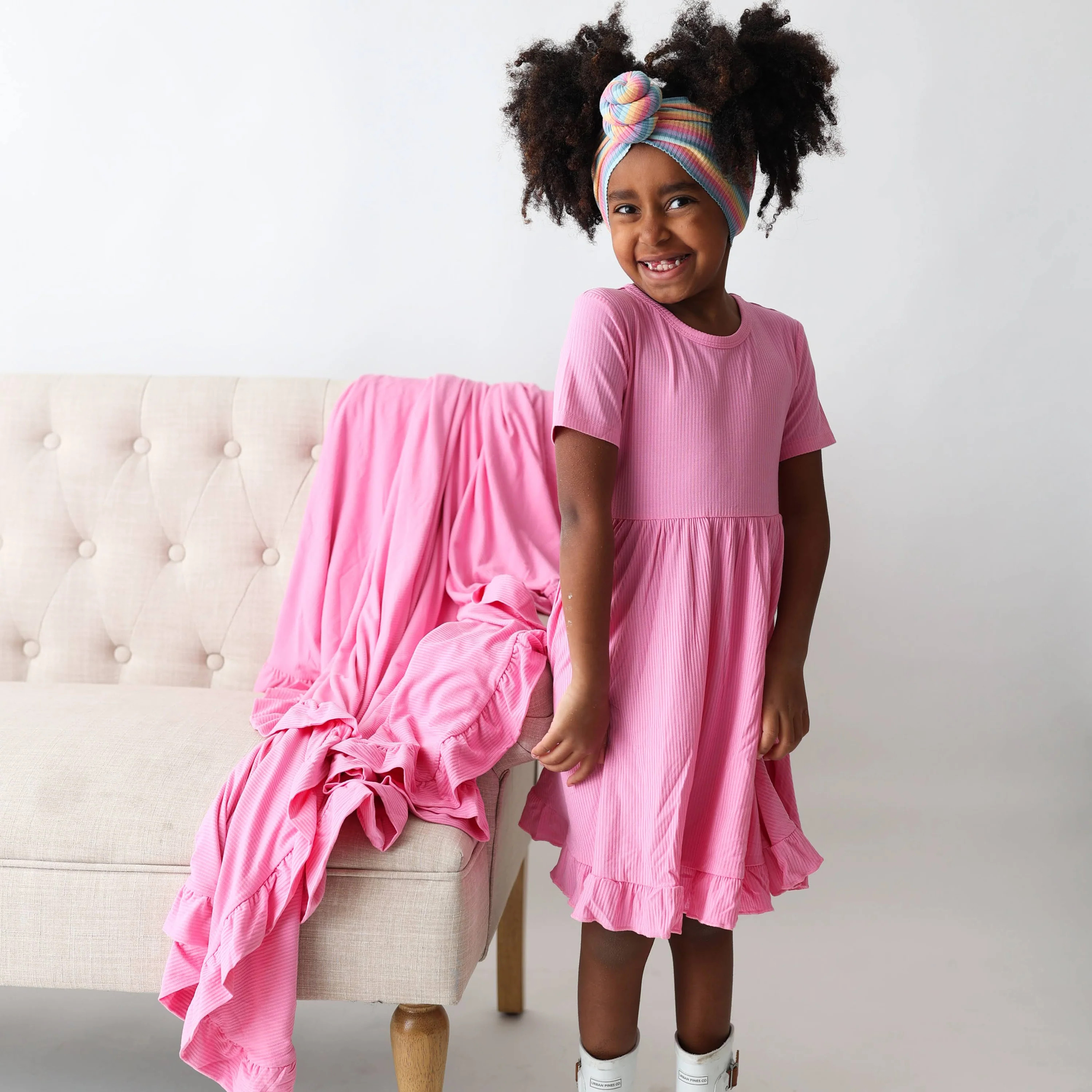 BUBBLEGUM RIB DREAM RUFFLE DRESS | Dream Big Little Co.