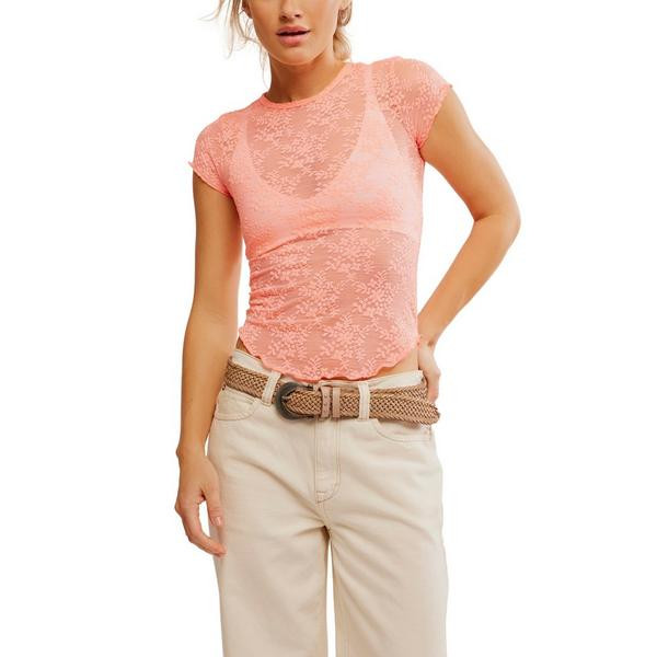 Women's Free People Ready To Go Lace Shirt Large Pink | Scheels Sports