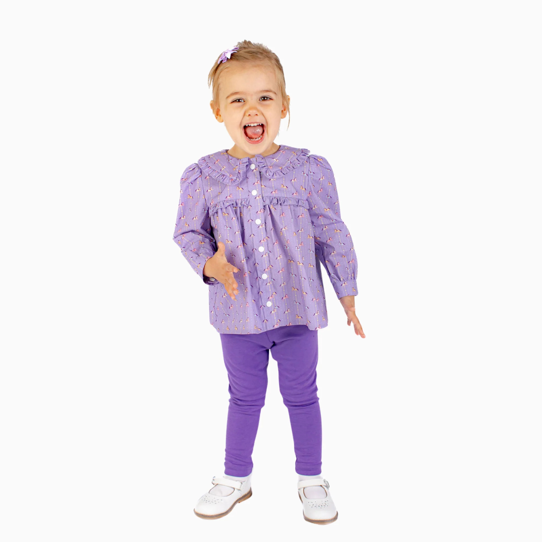 Ruffle Trim Blouse in Purple Carousel | Nella June