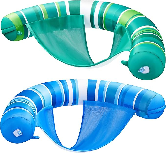 Sloosh Inflatable Pool Floats Chairs Adults, 2 Packs Floating Noodle Chair with Stripes Design So... | Amazon (US)