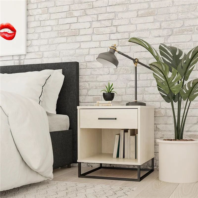 Kelly 1 - Drawer Nightstand in Ivory/Black | Wayfair North America