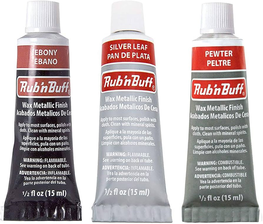 Amaco Rub 'N Buff Wax Metallic Finish, 3 Color Grey Assortment (Ebony, Silver Leaf, Pewter) | Amazon (US)