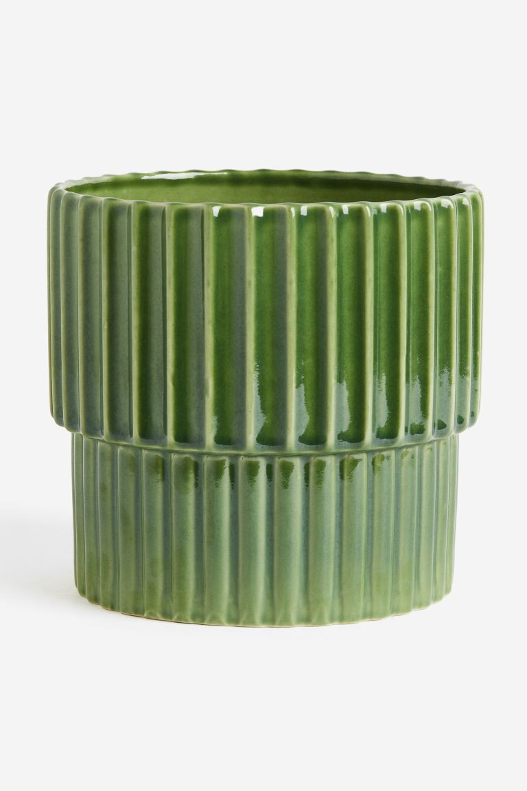 Stoneware Plant Pot - Green - Home All | H&M US | H&M (US + CA)