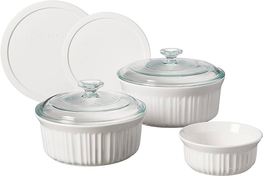 CorningWare French White 7-Pc Ceramic Bakeware Set with Lids Chip and Crack Resistant Stoneware B... | Amazon (US)