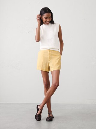 Linen-Blend High-Rise Short | Banana Republic Factory