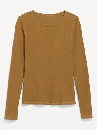 Plush Long-Sleeve Rib-Knit Slim-Fit T-Shirt for Women | Old Navy (US)