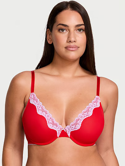 Tease Lace-Trim Unlined Demi Bra, Red, 32Ddd - Women's Bras - Victoria's Secret | Victoria's Secret (US / CA )