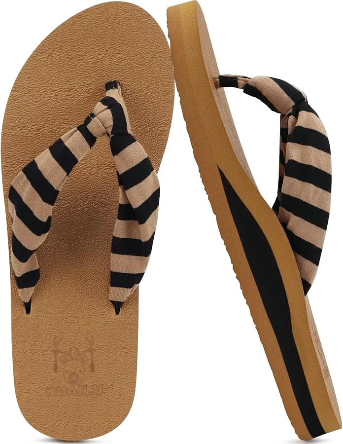 KuaiLu Flip Flops for Women with Arch Support Yoga Mat Comfortable Summer Beach Walking Thong Cus... | Amazon (US)