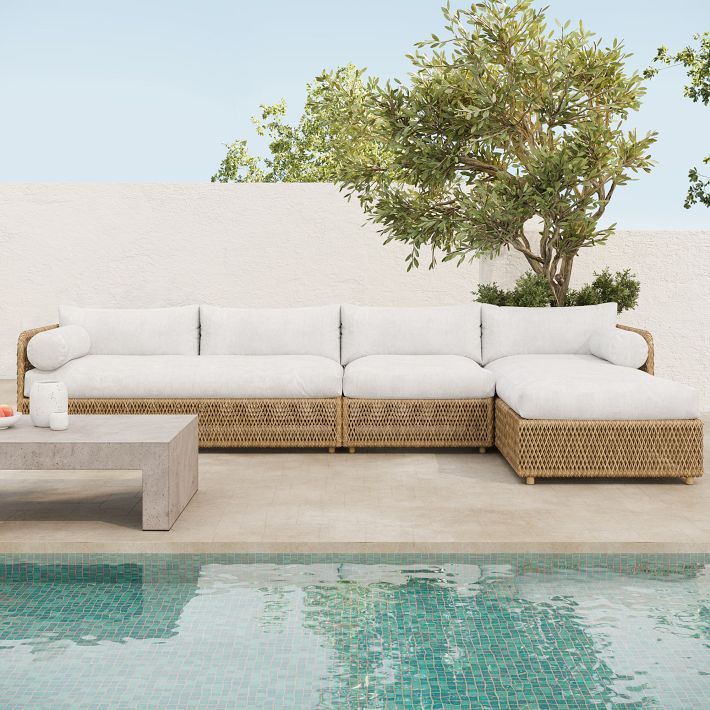 Coastal Outdoor 3-Piece Chaise Sectional (130") | West Elm (US)