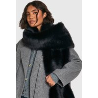 boohoo Women's Faux Fur Oversized Scarf in Black | Wool | boohoo (US & Canada)
