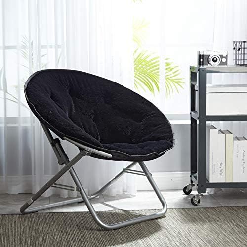 Faux Fur Saucer Chair Multiple Colors, Black | Amazon (US)