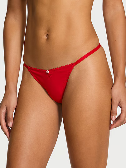 Stretch Cotton Heart Lace V-String Panty, Red, S - Women's Panties - Victoria's Secret | Victoria's Secret (US / CA )