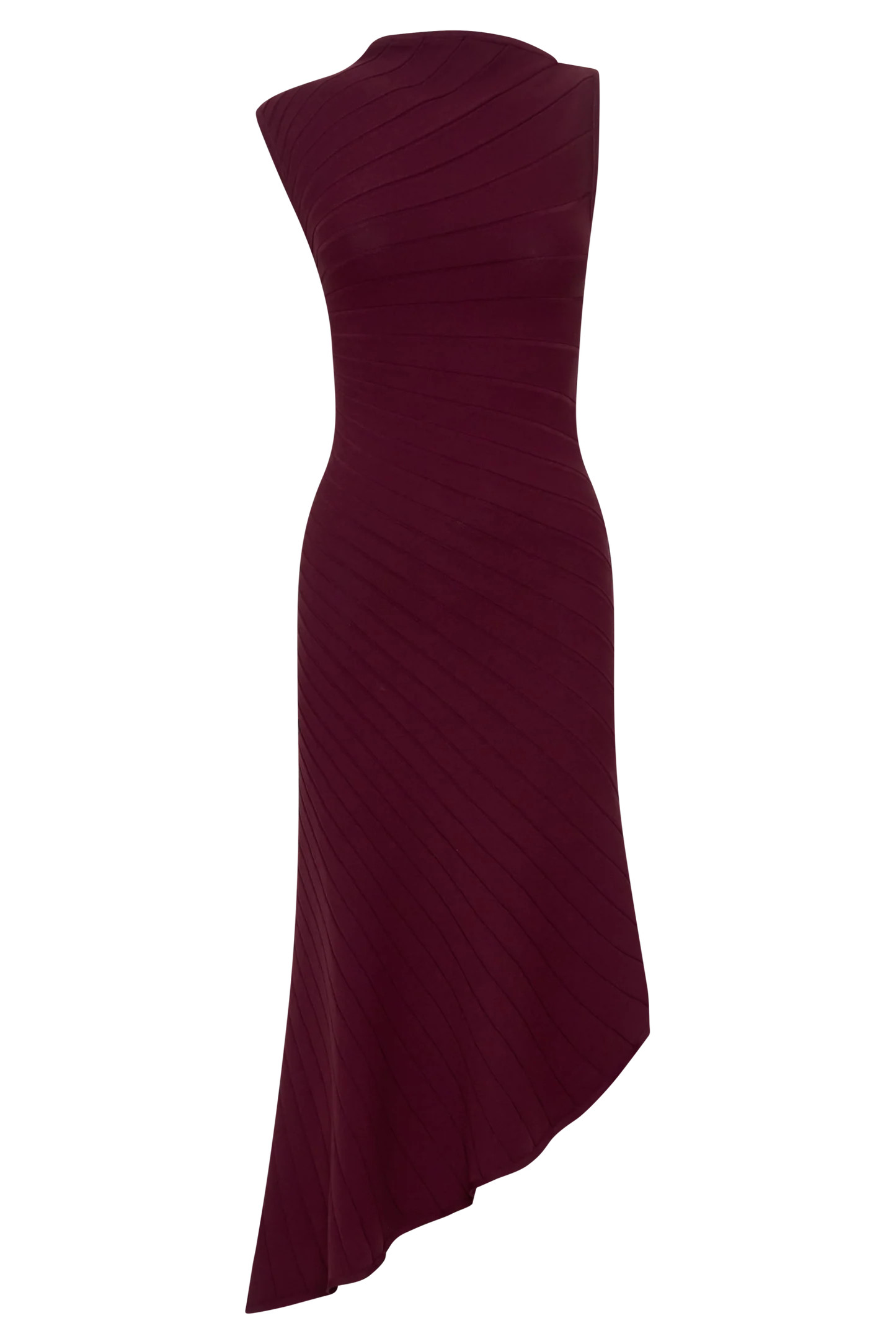 Milasandra Pleated Knit Dress - Plum | Meshki UK