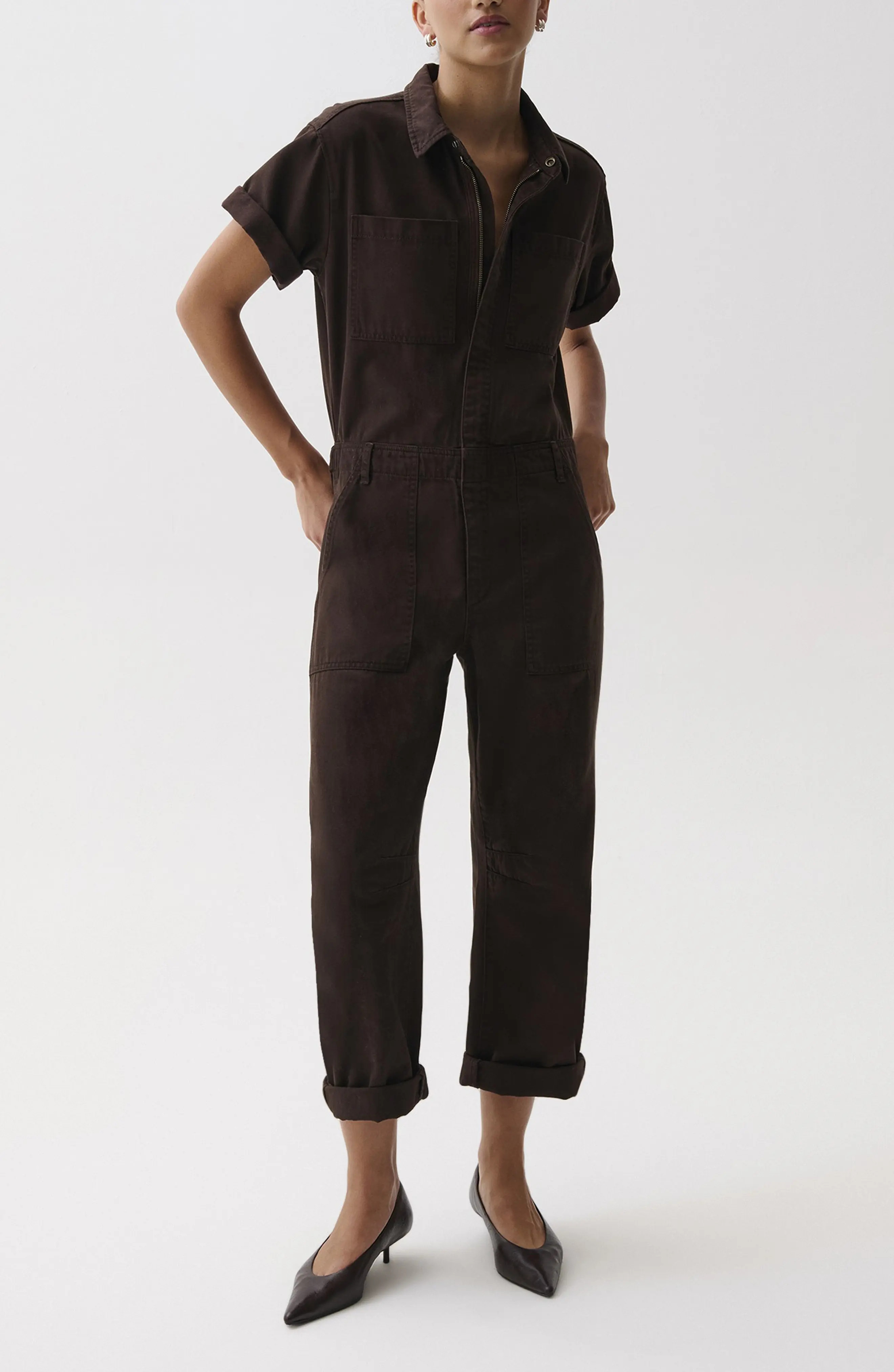 Pistola Cruz Cotton Jumpsuit in Mocha at Nordstrom, Size Large | Nordstrom
