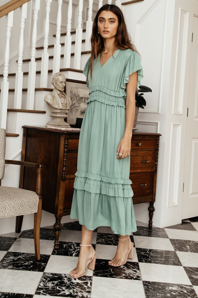 Willa Ruffle Dress in Seafoam | Böhme US