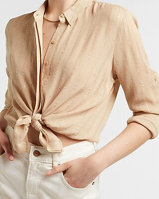 Metallic Striped Portofino Shirt | Express