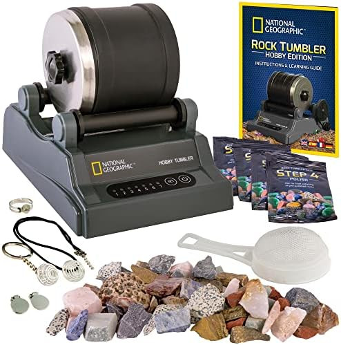 NATIONAL GEOGRAPHIC Hobby Rock Tumbler Kit - Includes Rough Gemstones, 4 Polishing Grits, Jewelry... | Amazon (US)