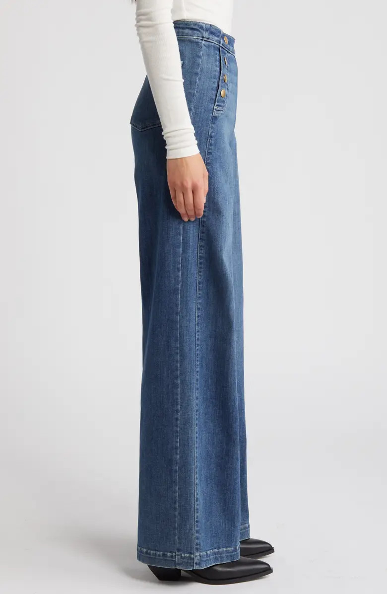 FRAME Sailor Snap High Waist Wide Leg Jeans | Nordstrom | Nordstrom