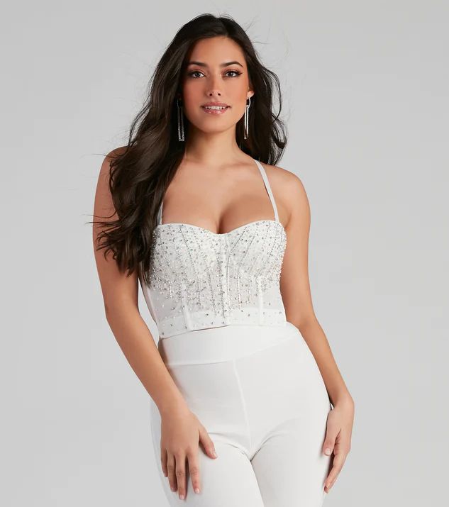 Gleam And Glow Rhinestone And Pearl Bustier | Windsor Stores