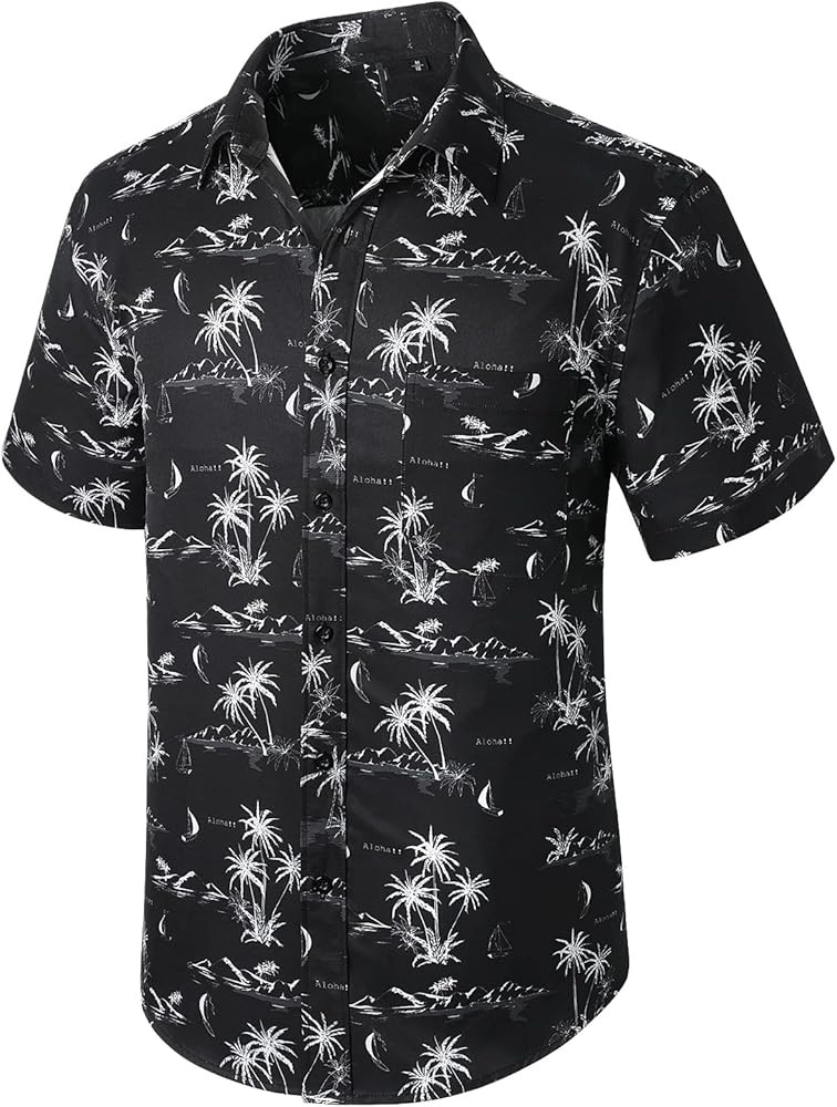 Enlision Men's Hawaiian Shirt Short Sleeve Casual Summer Beach Aloha Shirt Floral Button Down Tro... | Amazon (US)