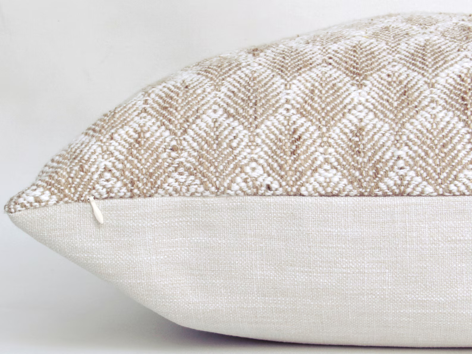 Beige, Tan & White Organic Leaf Pillow Cover, Square // 20x20 Hand Made Warm Neutral Throw Pillow... | Etsy (US)