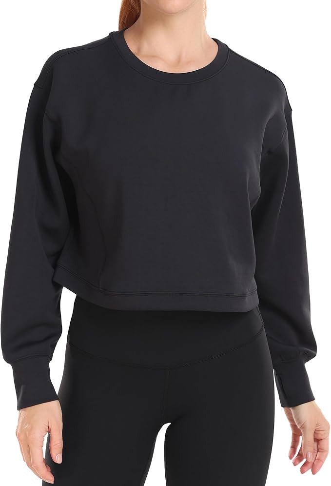 Colorfulkoala Women's Long Sleeve Athletic Sweatshirt Modal Pullover Cropped Tops | Amazon (US)