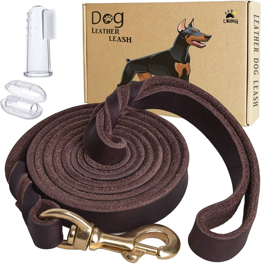 LWBMG Leather Dog Leash 6ft, Heavy Duty Dog Leash, Strong Genuine Leather Braided Dog Leash, Soft... | Amazon (US)