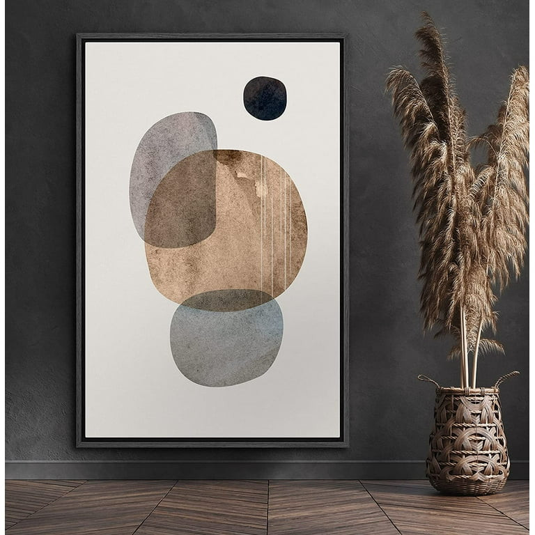 PixonSign Framed Canvas Print Wall Art Brown, Gray, Black Watercolor Squares Abstract Shapes Illu... | Walmart (US)