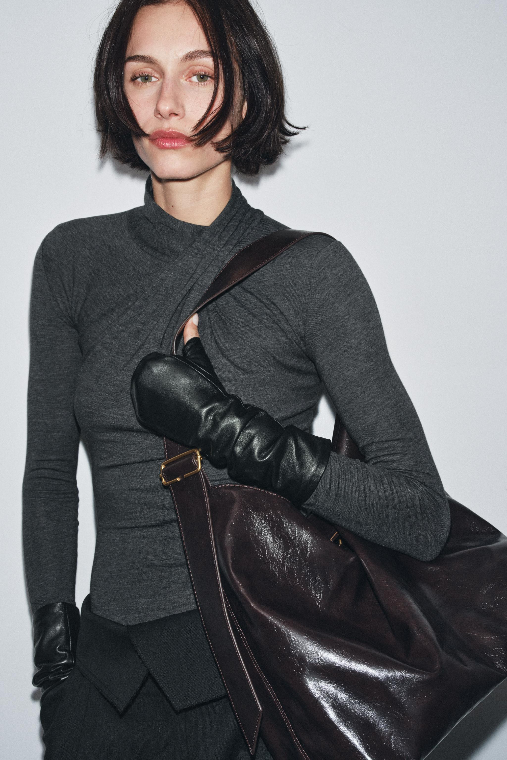 100% LEATHER FINGERLESS GLOVES | Zara Canada