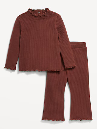 Plush Ribbed Long-Sleeve Top and Flare Pants Set for Baby | Old Navy (US)