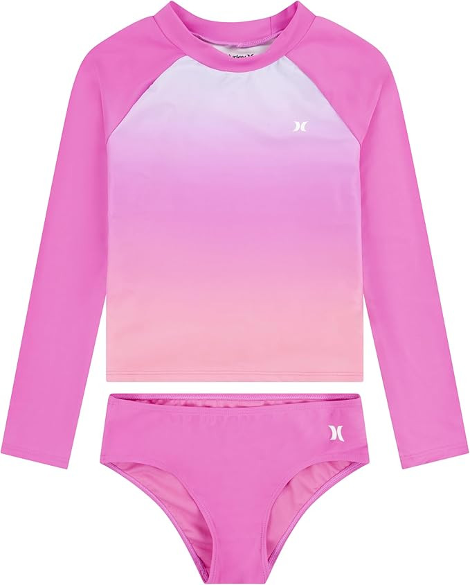 Hurley Girls Long Sleeve Rash Guard 2-Piece Swimsuit | Amazon (US)