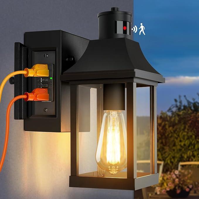 Motion Sensor Outdoor Wall Lights, Exterior Waterproof Wall Lantern，Dusk to Dawn Outdoor Porch ... | Amazon (US)
