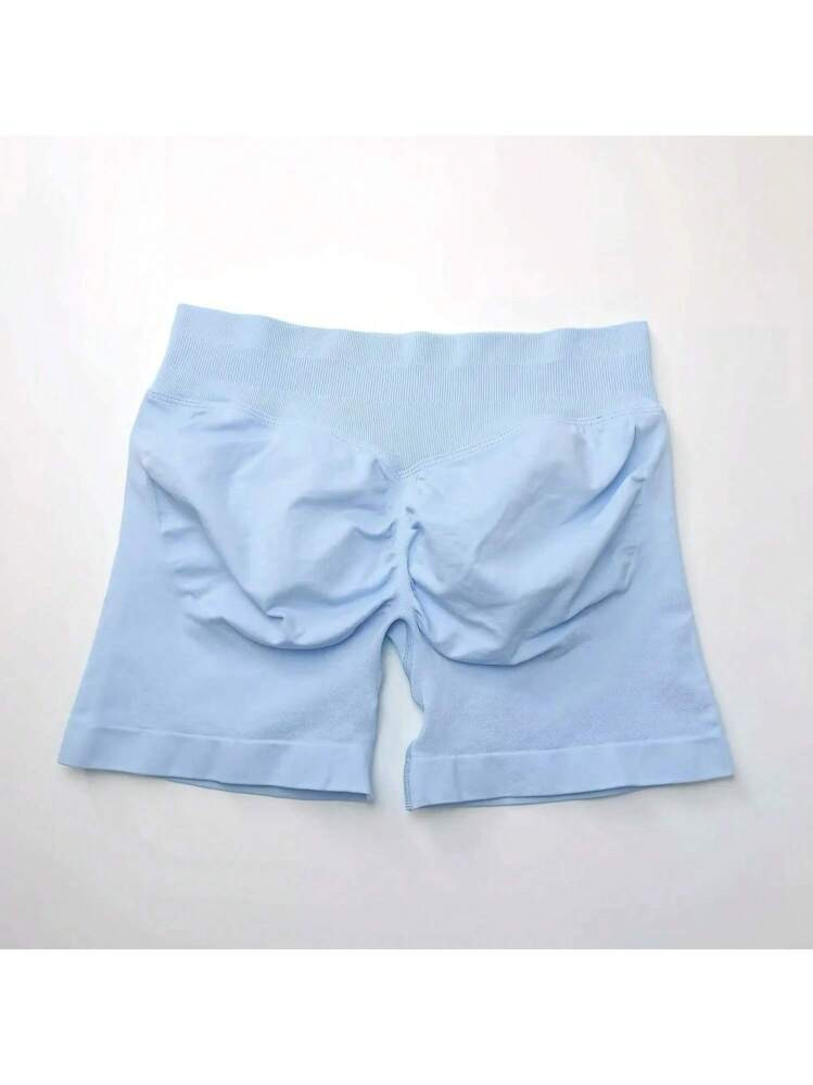 Impact Shorts Women Fitness Sports Biker 4.5" Low Ribbed Band Gym Shorts Workout Scrunch Butt Yog... | SHEIN