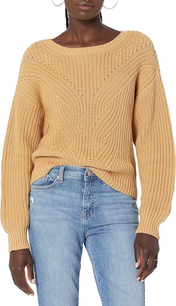 The Drop Women's Selena Cable Front Cropped Sweater | Amazon (US)