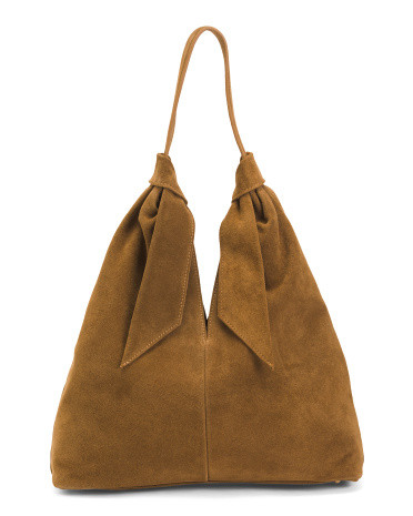 Suede Slouchy Hobo With Knot Detail For Women | TJ Maxx