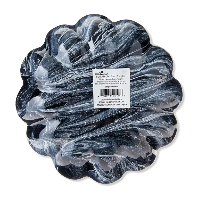 Marbled Foam Pumpkin Tabletop Decor, Black & White, 8.5", Fall by Way To Celebrate | Walmart (US)