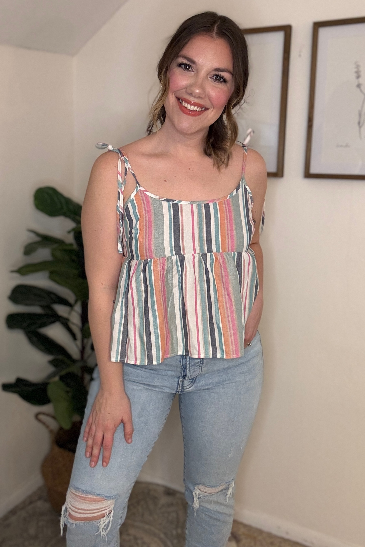 I love this flowy and colorful top! It ties on the shoulders and adjustable. Its shorter but hits at the perfect spot on my torso! 🌷

#shein #sheintop #sheinshirt #sheinfashion #sheinfind #spring #springstyle #springfashion #tanktop #colorful #midsize #casual

#LTKfindsunder50 #LTKmidsize #LTKstyletip