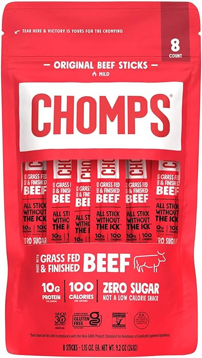 Chomps Original Beef Jerky Snack Sticks, 8pk | Amazon (US)