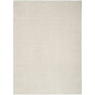 Cozy Modern Ivory Grey 9 ft. x 12 ft. Linear Contemporary Area Rug | The Home Depot