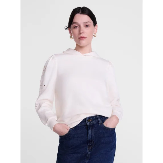 Scenario Women's and Women's Plus Eyelet Hoodie with Long Sleeves, Sizes XS-4X | Walmart (US)