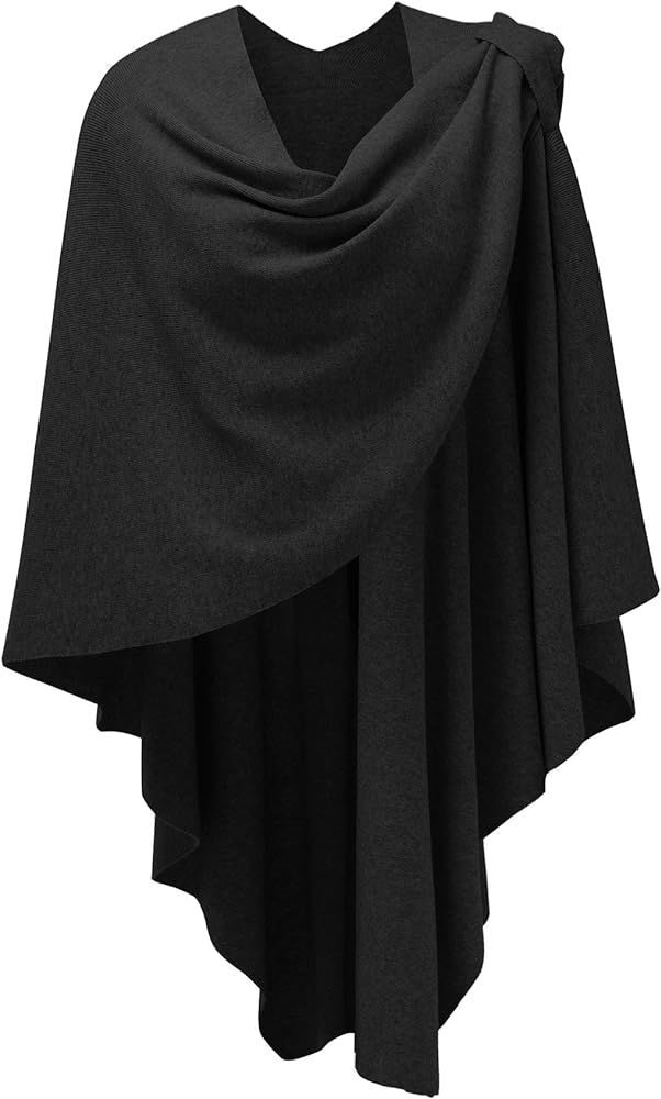 PULI Womens Large Cross Front Poncho Sweater Wrap Topper Knitted Elegant Shawls Cape for Fall Win... | Amazon (US)