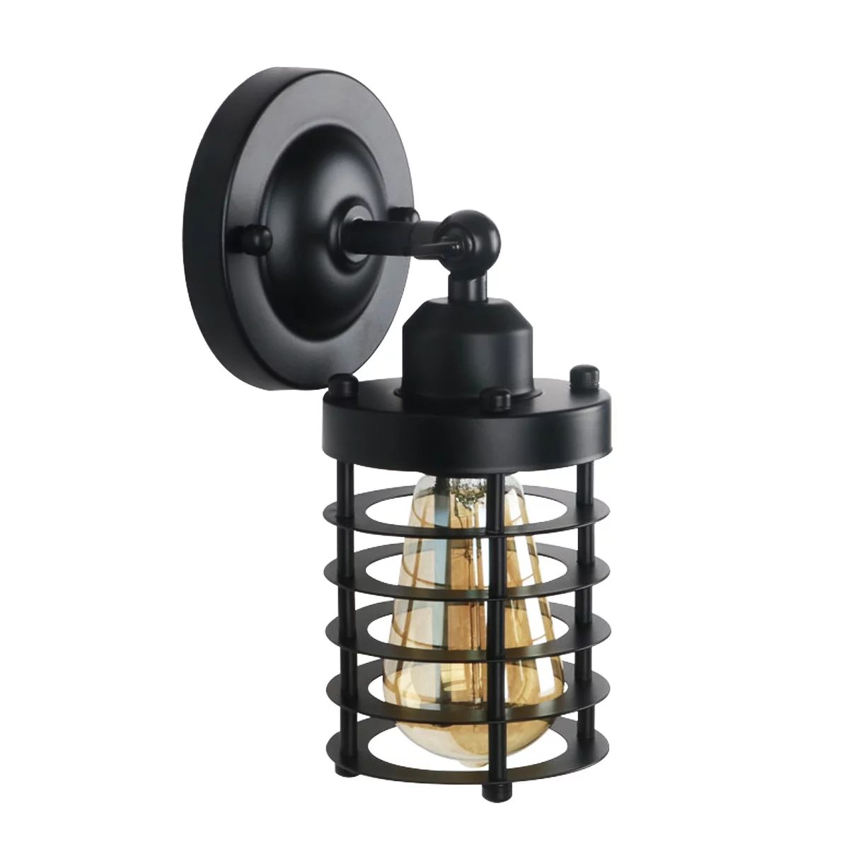 Black Industrial Wall Light Barn Light Wall Sconce Wall Lamp Metal Carved Hollow Lampshade for Po... | Walmart (US)