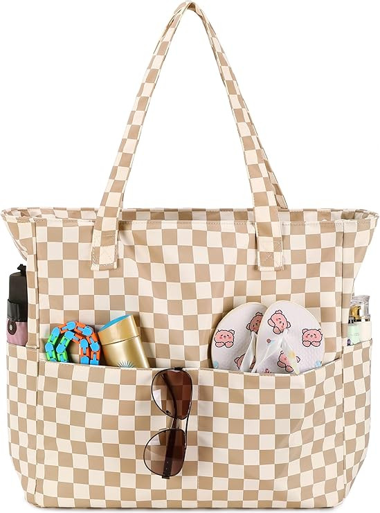 Waterproof Beach Tote Pool Bags for Women Ladies Extra Large Gym Tote Carry On Bag With Wet Compa... | Amazon (US)