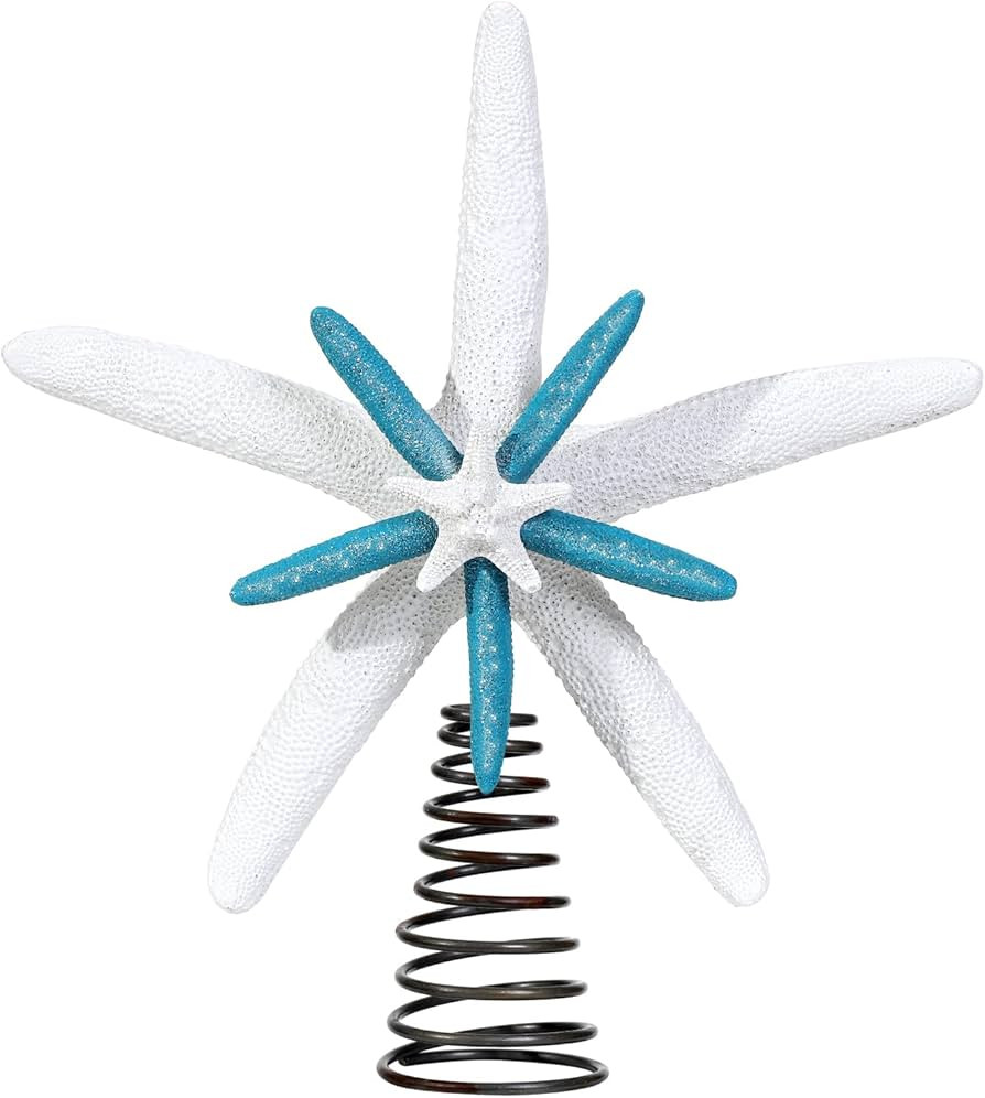 Starfish Christmas Tree Topper Beach Christmas Decorations Farmhouse White Star Tree Toppers for ... | Amazon (US)