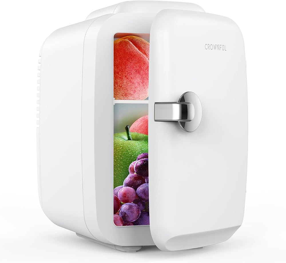 CROWNFUL Mini Fridge, 4 Liter/6 Can Portable Cooler and Warmer Personal Refrigerator for Skin Car... | Amazon (US)